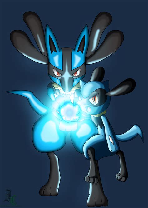 Lucario and Riolu Aura Sphere Colored by JamalC157 on DeviantArt