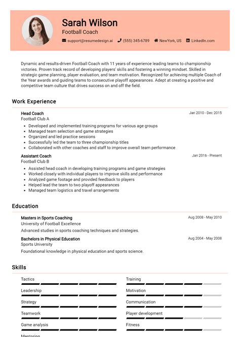 Football Player Resume Example 5