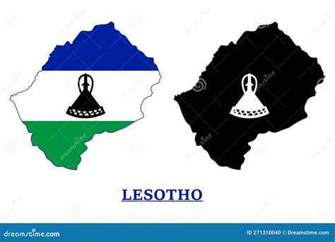 Lesotho National Flag Map Design Lesotho Country Flag Inside The Map