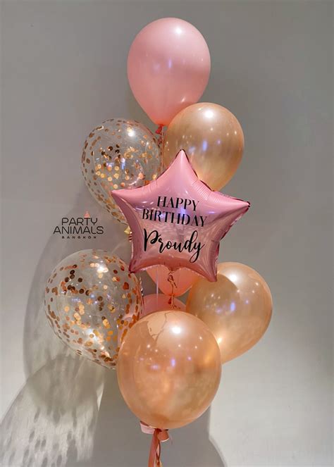 ลูกโป่งวันเกิด ลูกโป่งเซอร์ไพรส์ Birthday Balloon Rose Pink And Rose Gold Balloon Bouquet With