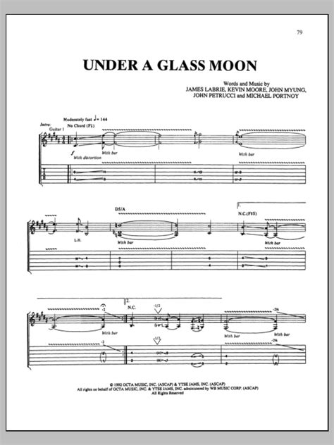 Dream Theater Under A Glass Moon Sheet Music And Printable Pdf Music Notes Sheet Music