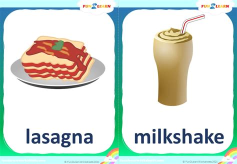 Free Flashcards | Do You Like Lasagna Milkshakes? - Fun2Learn