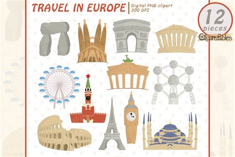 Europe Clipart, Famous Buildings Graphic by clipartfables · Creative ...