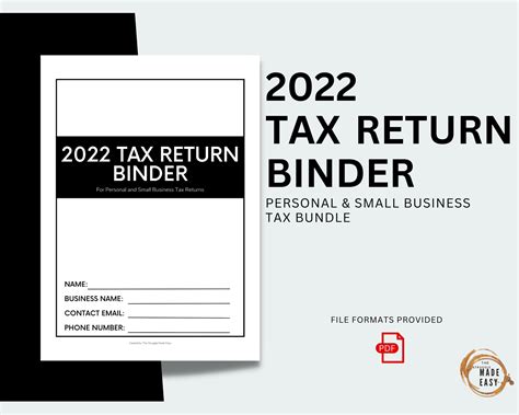 2022 Personal Small Business Tax Return Binder Small Business Pdf Download Income Tax Organizer