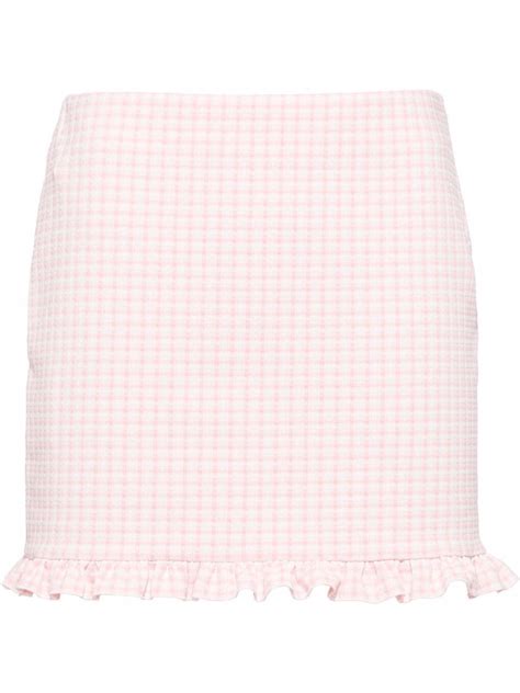 Miu Miu Gingham Check Print Jersey Mini Skirt Farfetch