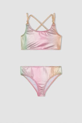 Pembe Kız Çocuk Genç Kız Kız Çocuk Renkli Bikini Takımı DeFacto
