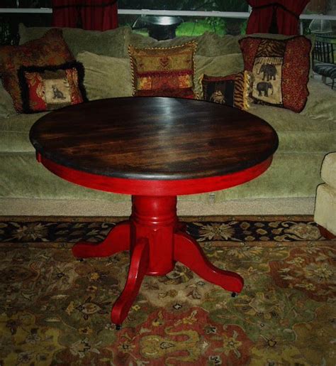 Faux Painting + Furniture: Rustic Burnished-Red Pedestal Table ...