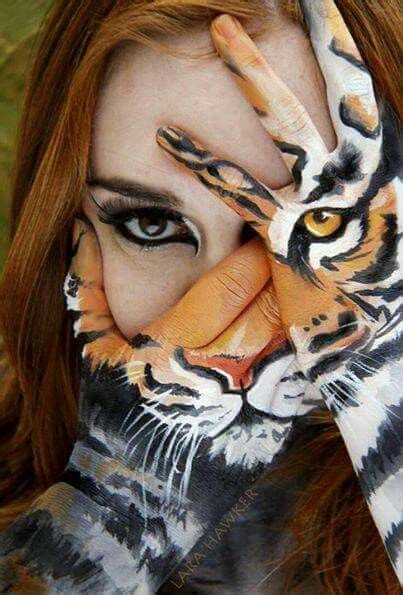 Half Human Half Tiger Body Art Painting Face Art Body Painting