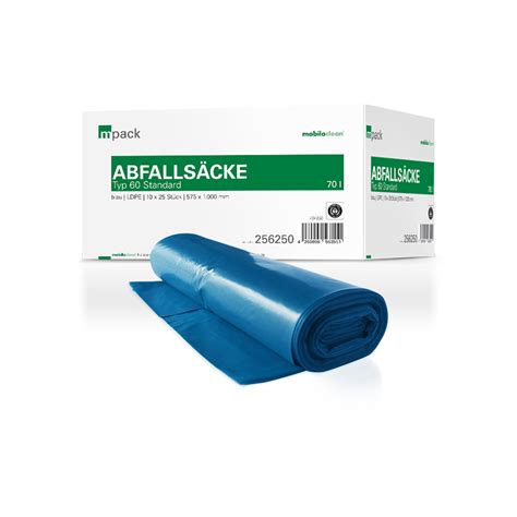 mpack Abfallsäcke 140L blau Typ60 LDPE 600 300x1100mm 25 Stück Rolle