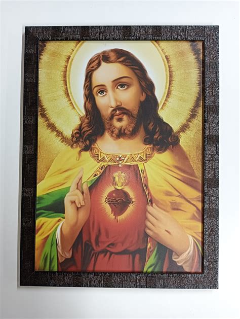 Jesus Christ Sacred Heart Laminated Framed Wallframes 19 5x14 5 Etsy