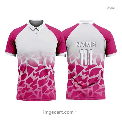 Cricket jersey white and pink with pattern - imgecart