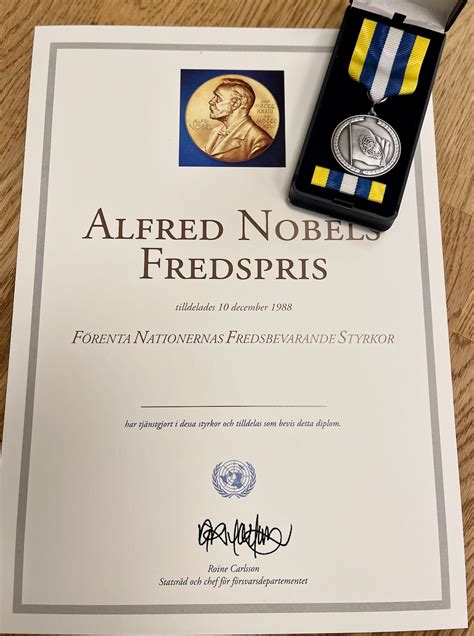 Medaljen Nobels fredspris Sveriges Veteranförbund