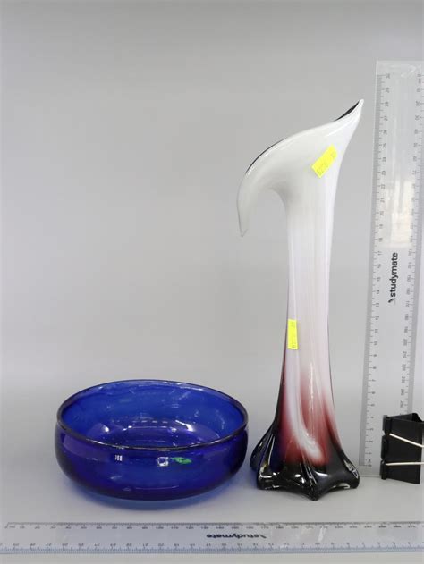 Lot Tulip Shaped Glass Vase And Hand Blown Bowl