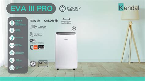 Aire Acondicionado Kendal EVA III Pro Wi Fi 14 000 BTU Blanco Gris