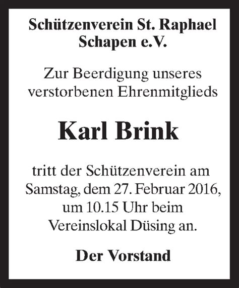 Traueranzeigen Von Karl Brink Noz Trauerportal