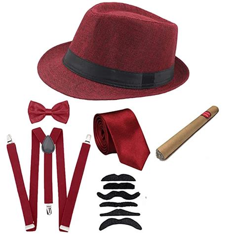 Kostum Cosplay Halloween 1920s Set Aksesori Pria Gatsby Gangster Topi