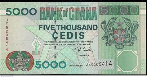 5000 Cedis 2001 1996 2006 Issue Ghana Banknote 2302