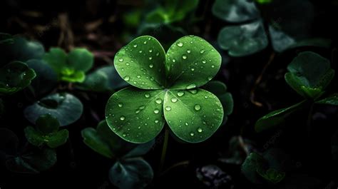 Clover Leaf Is Shown In The Middle Of The Night Background Picture Of 4 Leaf Clover Background