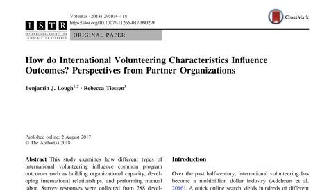 How Do International Volunteering Characteristics Influence Outcomes