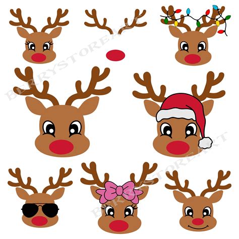 Christmas Reindeer Faces SVG Bundle Reindeer Frame Svg Merry Christmas