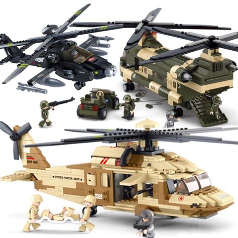 City Military Series Plane Army SWAT Hawk Rescue Helicopter Set Gunship ...