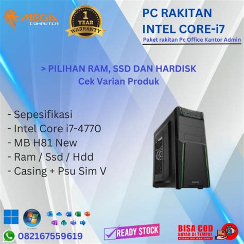 Jual Pc Rakitan Core I Gen Office Siap Pakai Ram Ssd Hdd Cek