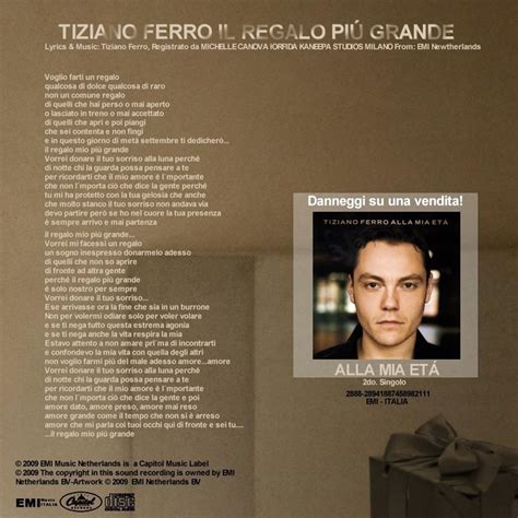 Car Tula Interior Frontal De Tiziano Ferro Il Regalo Piu Grande Ep