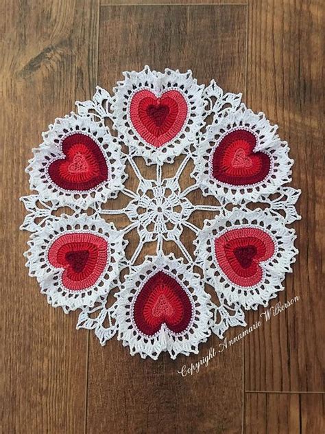 Valentine Heart Doily Pattern By Annamarie Wilkerson Crochet Thread Patterns Doily Patterns