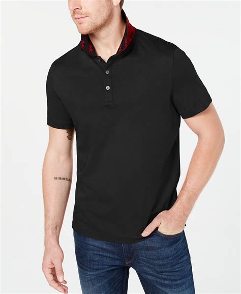 Michael Kors Mens Greenwich Intarsia Logo Collar Liquid Cotton Polo Shirt Macys