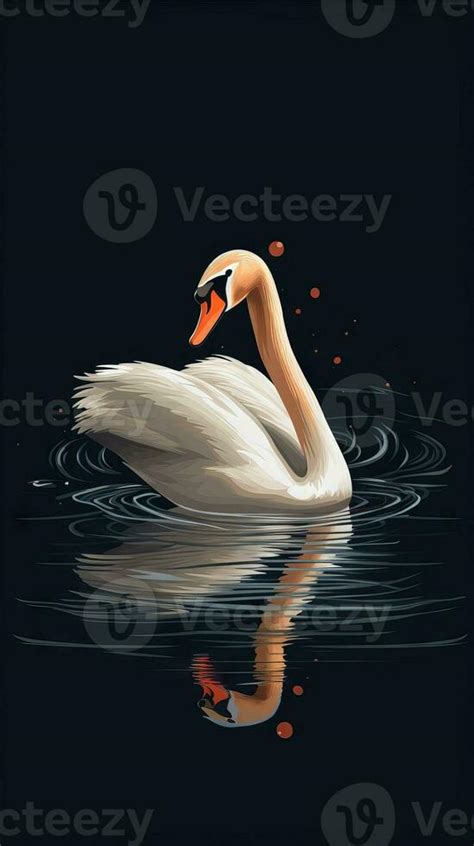 Cartoon Swan on Dark Background Generative AI 29986931 Stock Photo at ...