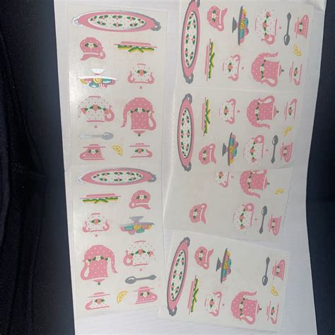 Vintage Stickers Mrs Grossmans Strip Rare 1995 Tea Party Pink Flowers