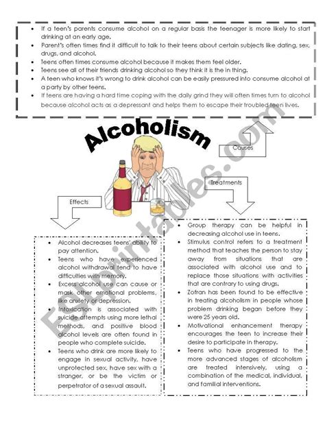 Alcoholism Esl Worksheet By Madeleine23