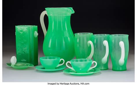 Ten Steuben Green Jade Glass Articles 1903 1932 Ht 10 1 2 In Lot 79320 Heritage Auctions