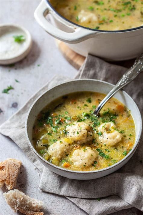 Vegetable Soup With Dumplings Vibrant Plate