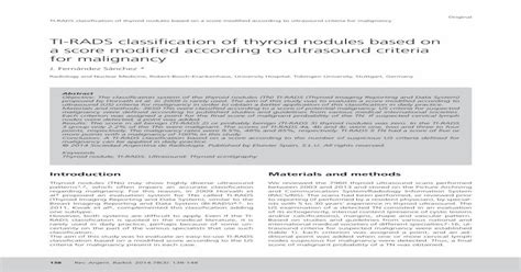 Ti Rads Classification Of Thyroid Nodules Based On A Score Ti