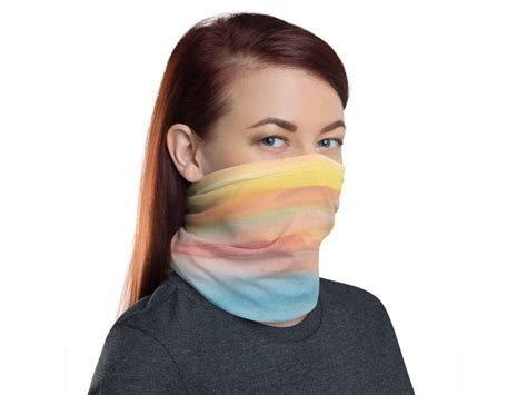 Watercolor Neck Gaiter For Women Sunset Face Covering Cute Colorful