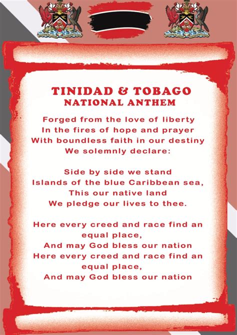 Trinidad National Anthem Poster A3 Size - Etsy