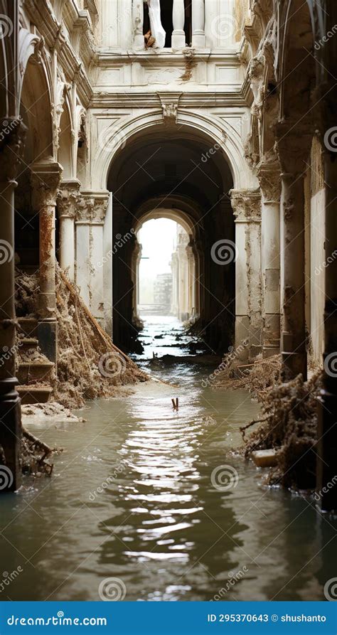 A Flooded City Street or the Aftermath of the Flood Stock Illustration ...