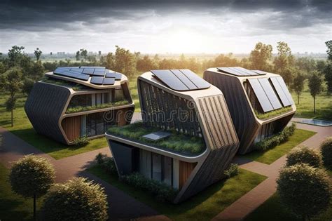 Eco-friendly Housing Project, with Solar Panels and Energy Harvesting Systems Installed on the ...