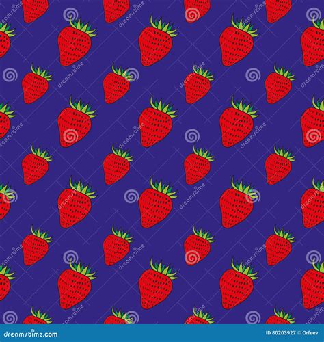 Seamless Strawberry Pattern Stock Vector Illustration Of Floral Blue