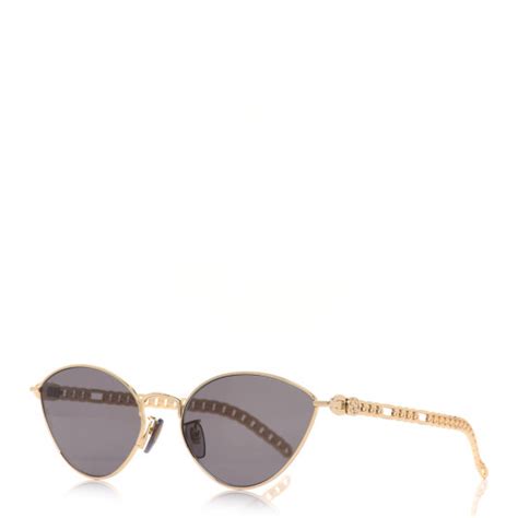 Gucci Metal Chain Cat Eye Gg0977s Sunglasses Gold Grey 1046301 Fashionphile