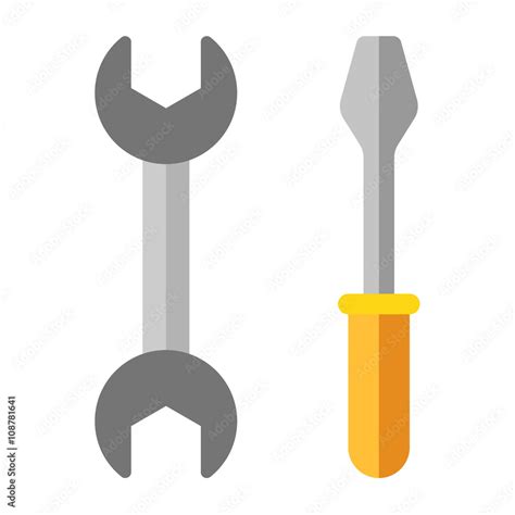 Wrench And Screwdriver Flat Vector Illustration Isolated On White