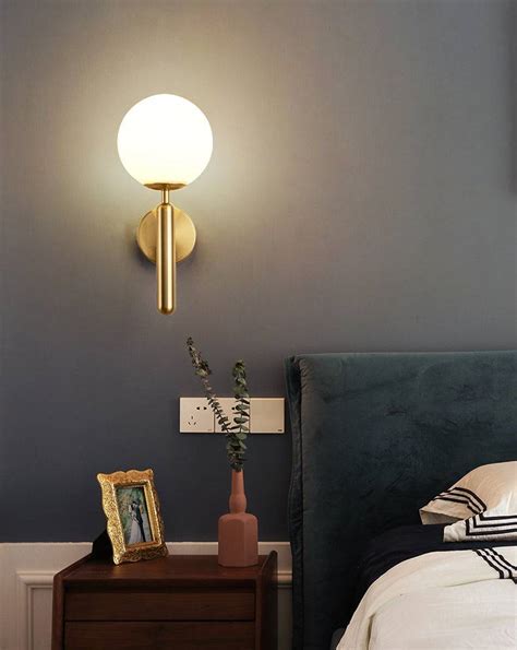 Gold Frosted Glass Ball Wall Light Metal Gold Warm White Ashish