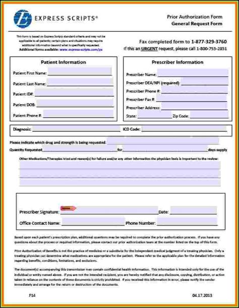 Express Scripts Prior Authorization Form Printable