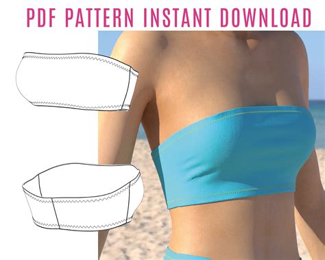 Free Pdf Sewing Pattern Diy Ruffled Bandeau Bikini Top Bikini Sewing