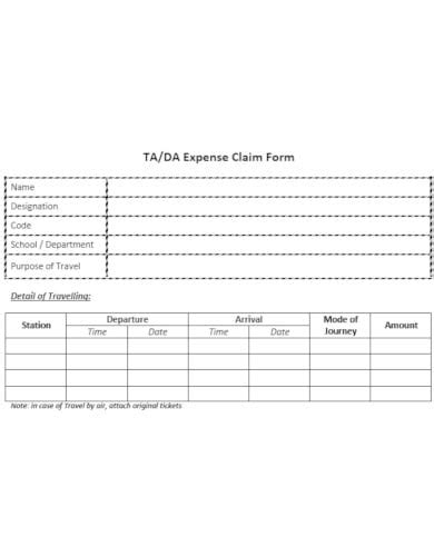 9 Travel Allowance Claim Form Templates Pdf Word