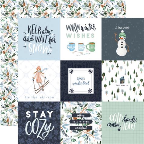 Winter Market 4x4 Journaling Cards 12x12 Patterned Paper Echo Park