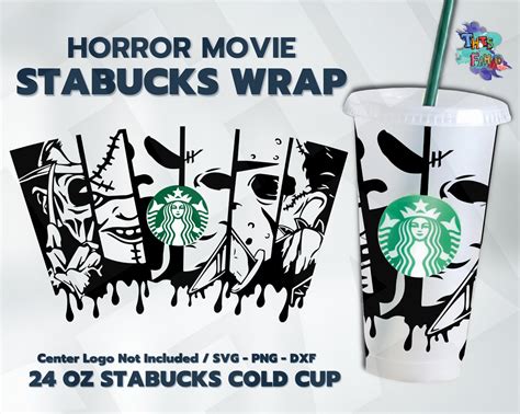 Full Wrap Starbucks Halloween Horror Movie Cold Cup Svg Etsy