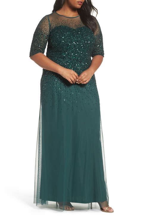 Adrianna Papell Beaded Illusion Gown Plus Size Nordstrom