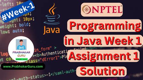 Nptel Programming In Java Week 1 Assignment Solution 2023 Prabhakar Guru